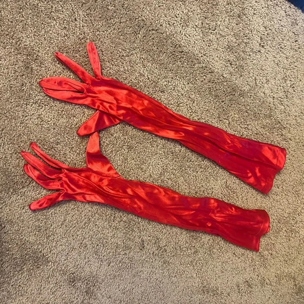 Red satin gloves